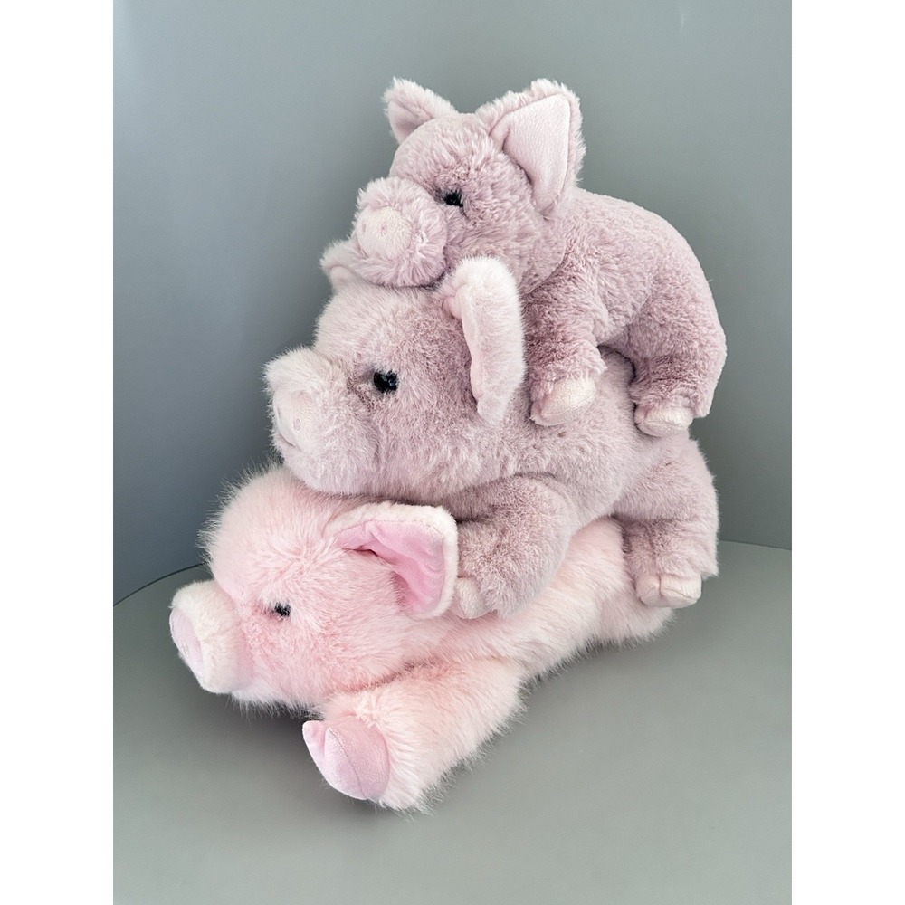Douglas Cuddle Toys ADORABLE Pink Pig Soft Plush Stuffed Animal LOT OF 3!